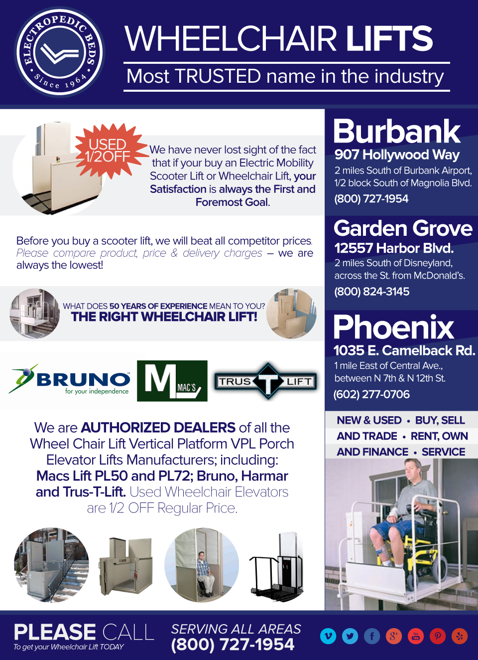 PHOENIX AZ Porch Lift Wheelchair Elevator Vertical Platform VPL-3100 PL50 and Macslift PL-72